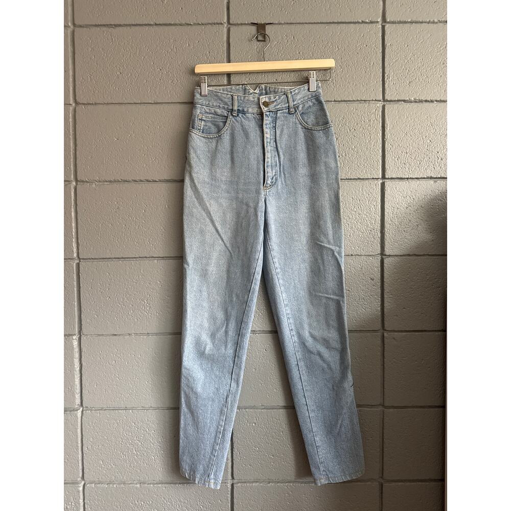 Vintage 80s Women's Paris Blues Fringe Hem Light Wash Mom Jeans size 6 Western